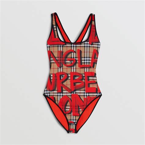 burberry graffiti swimsuit womens|farfetch burberry swimsuit.